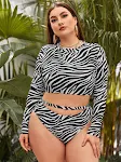 Dames zwemkleding in grote maten met gespleten lange mouwen en modieuze print. Ideaal voor strand en zwembad, comfortabel en stijlvol. — foto 9