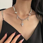Colar feminino roxo com diamante, asterismo, costura e contas refletivas. Adicione brilho e sofisticação ao seu visual. — foto 4