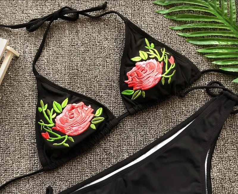 Title 6, Three-dimensional embroidery split swimsuit for...