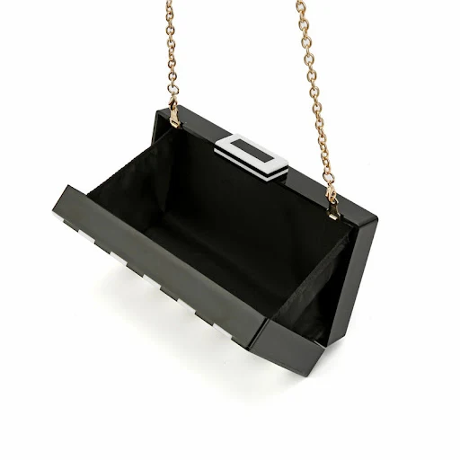 Title 3, Black And White Stitching Acrylic Bag