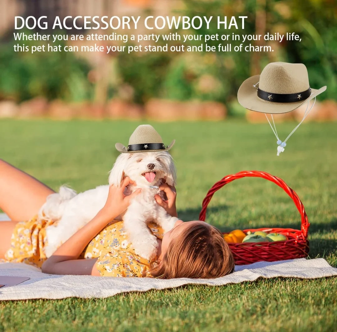 Title 3, Dog Western Denim Mini Toy Hat. Give your pup a...