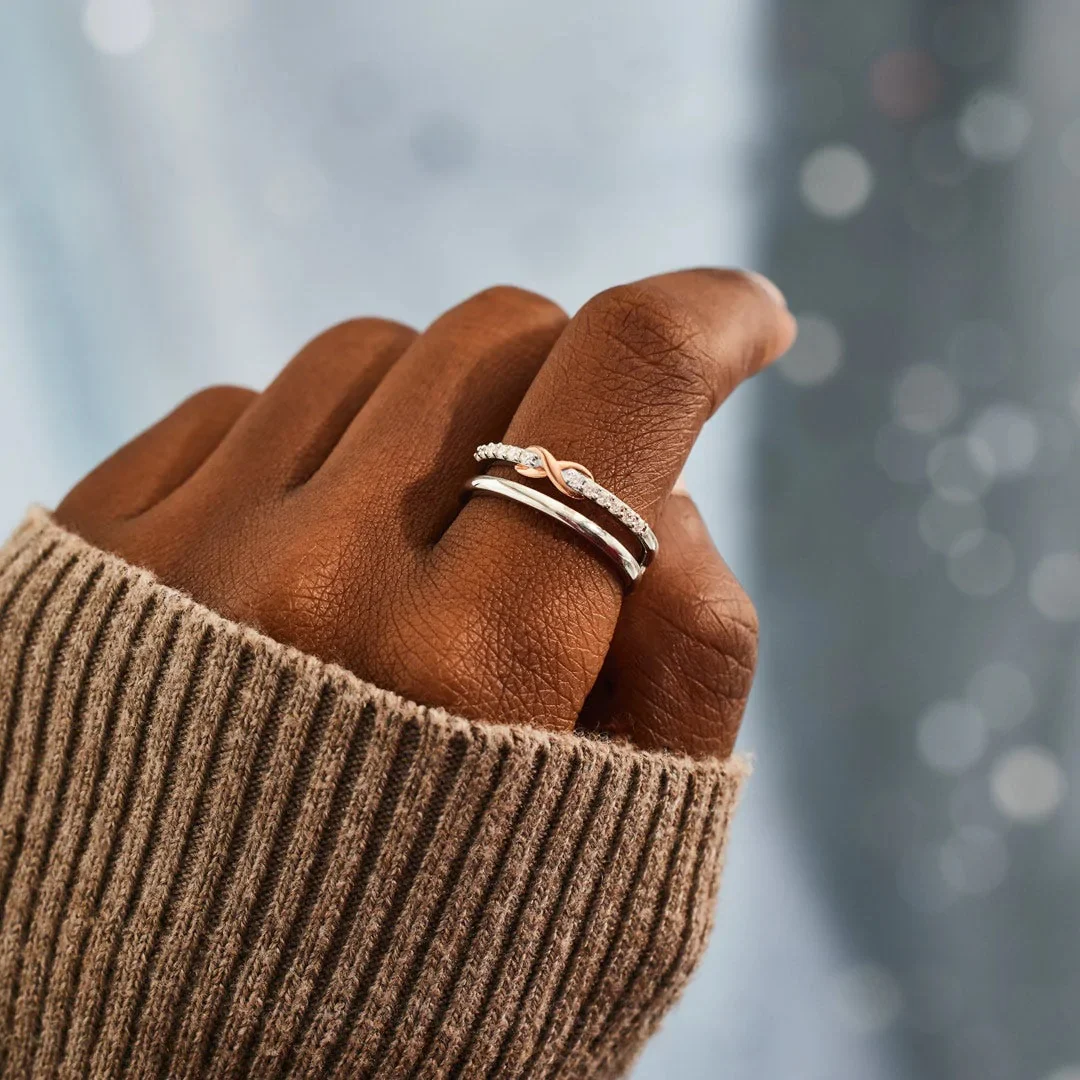 Anel Infinito de Prata Esterlina S925 Dupla Camada com Design Denso de Prego Sofisticação Infinita para um Estilo Único e Elegante — foto 8