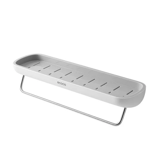 Title 4, Punch-free wall-mounted bathroom storage rack. ...