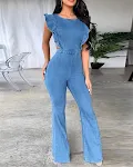 Women's sling denim jumpsuit, offering a casual and comfortable outfit solution. Versatile denim jumpsuit perfect for ev — photo 5