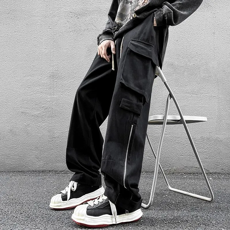 Pantaloni cargo americani dritti da uomo, ampi, taglie forti, casual. Comfort e stile per un look rilassato, perfetti per ogni occasione. — foto 8
