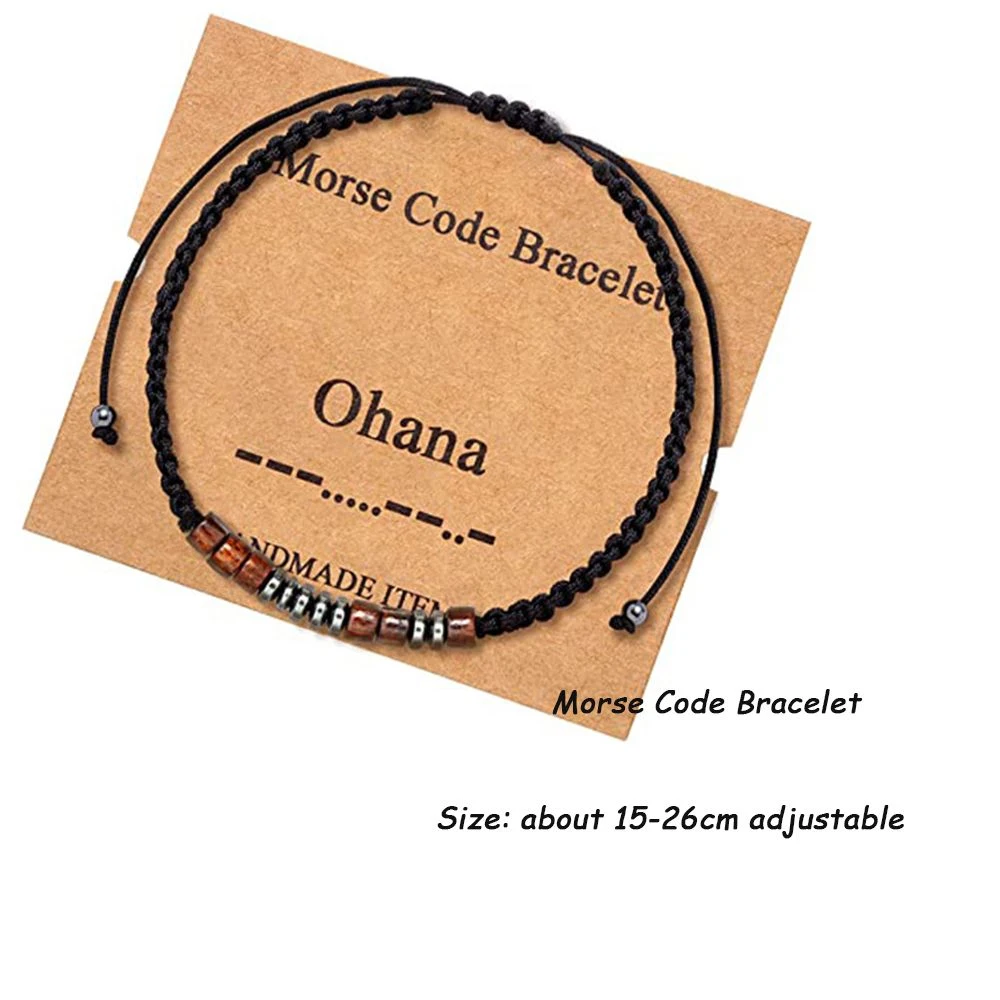 Title 4, Pulseira de código Morse em couro para homens. ...