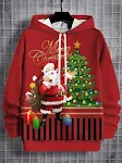 Moletom com capuz masculino casual e estiloso de Natal, perfeito para um visual descontraído e moderno nas festas de fim de ano, ideal para o inverno. — foto 6