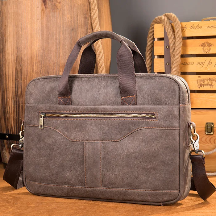 Title 5, Vintage Business Office Handbag Mens Real Leat...