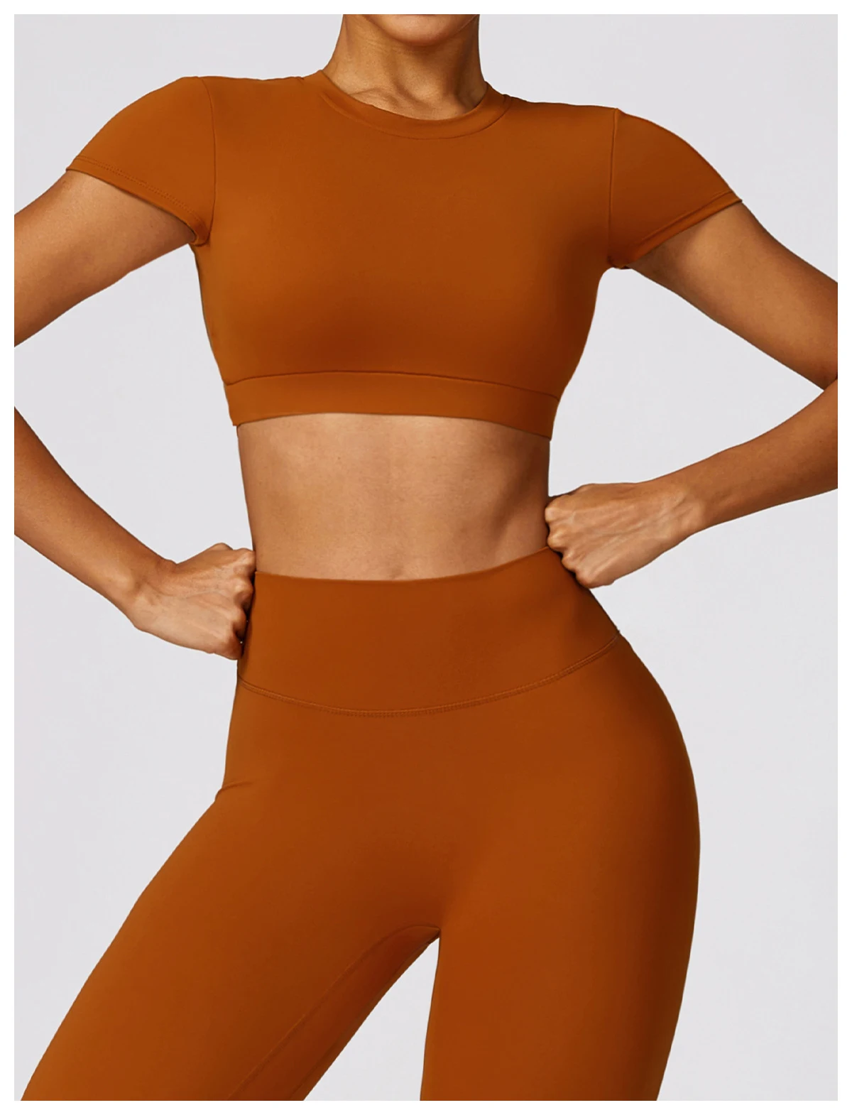 Conjunto de roupa esportiva feminina de corrida, skinny com costas escovadas, secagem rápida, ideal para treinos e atividades ao ar livre. Conforto e desempenho — foto 19
