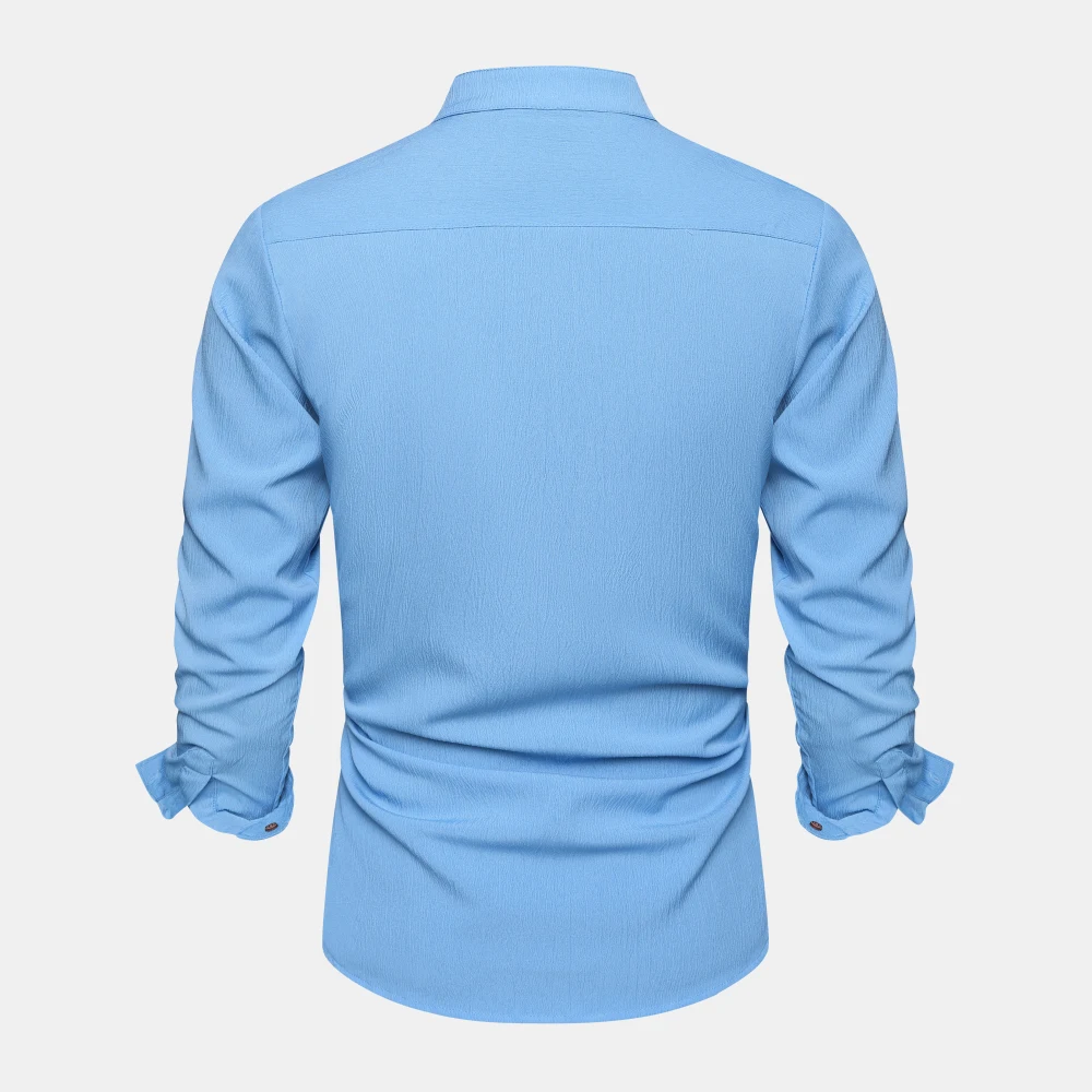 Title 10, Camisa masculina outono cor sólida gola alta ma...