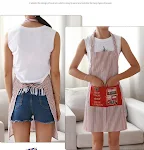 Korean style fashion apron for manicure, kitchen, cafe. Cute princess cooking overalls for adults, men and women. Stylis — photo 6