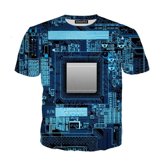 Title 3, Herren T-Shirt mit mechanischem Motherboard 3D-...