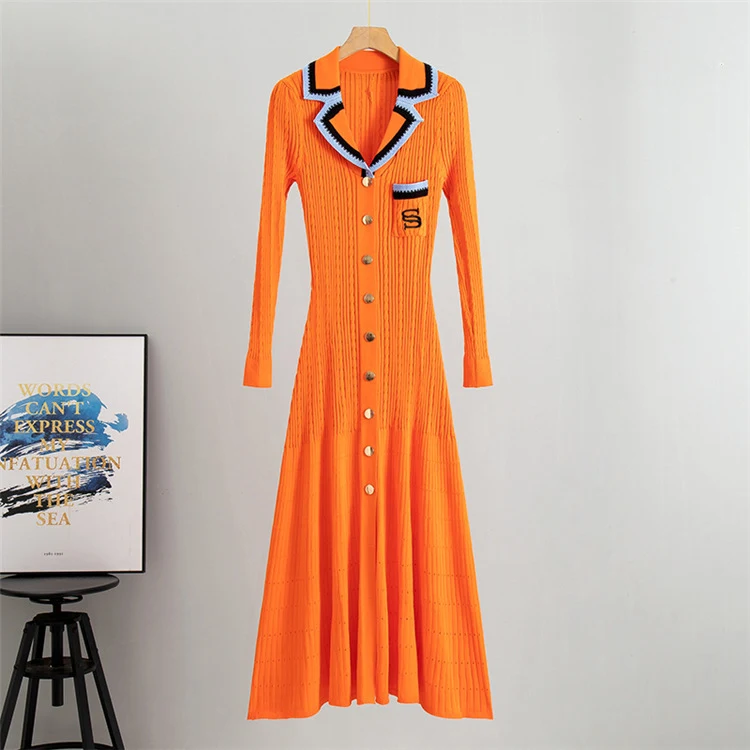 Title 9, Simple Frill Knitted Dress Casual Slim Fit V-ne...
