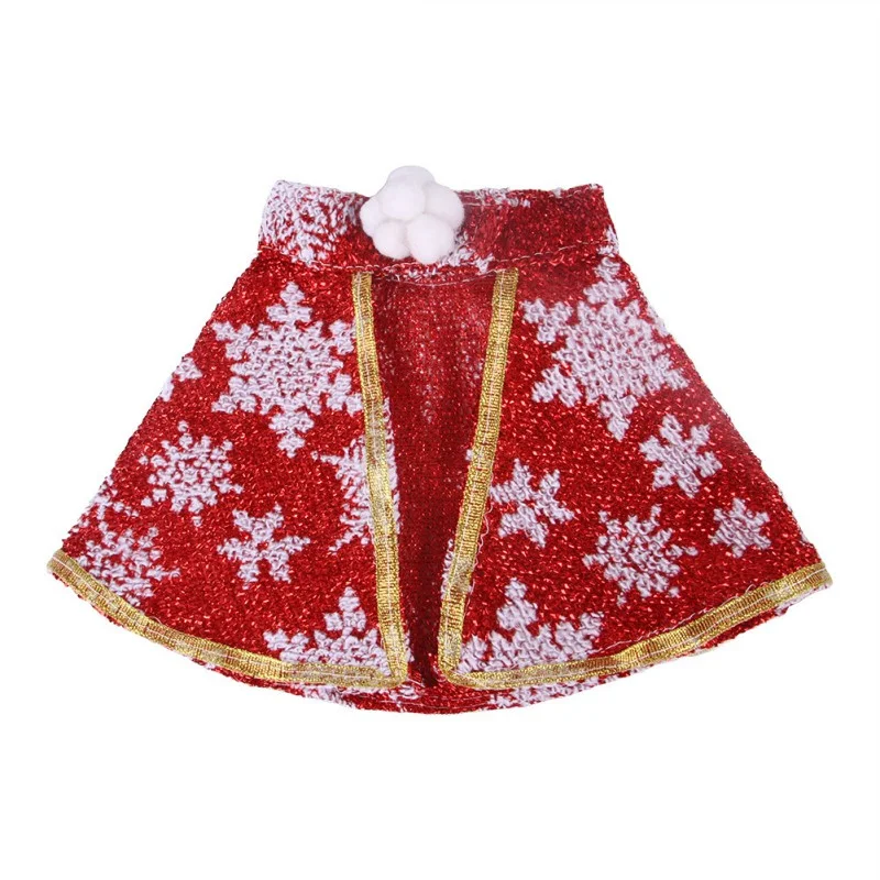 Cat Small White Floral Striped Top and Dog Snowflake Festive Cloak. Comfortable and stylish outfits for your beloved pet — photo 3