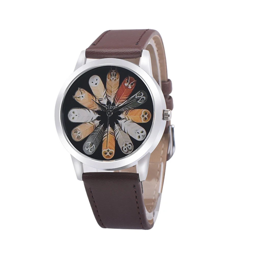 Cuarzo de estudiante de moda Lindo reloj de plumas de búho — foto 4