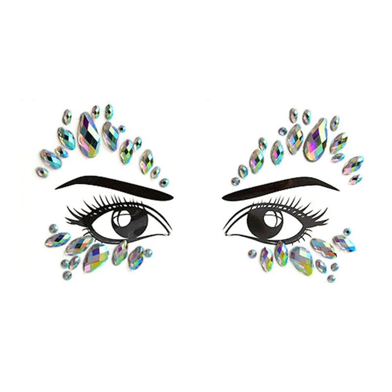 Green acrylic resin diamond face sticker, rhinestone crystal eyebrow sticker, sparkling face gems, instant beauty and ea — photo 7