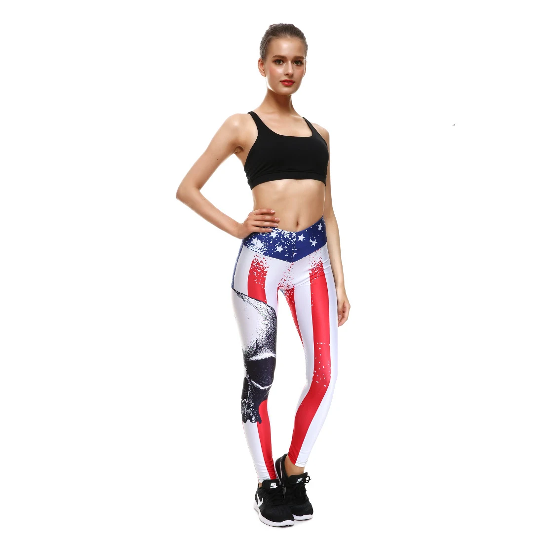 Women's slim leggings with star vertical stripe print, designed for a flattering fit, comfortable to wear, perfect for c — photo 5