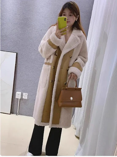 Title 5, Double Breasted Lamb Fur Coat, Luxurious Warmth...