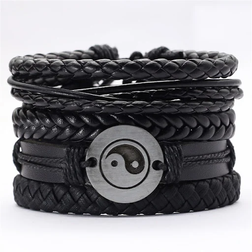 Title 10, Pulseira masculina com pena preta, conjunto de ...