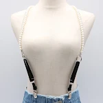 Camicia coreana da donna con perle e strass, 3 clip, cinturino sottile elastico, perfetta decorazione per camicetta. — foto 5