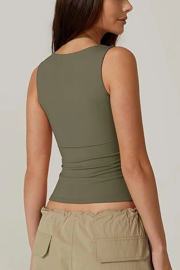 Title 7, Womens Square Collar Sleeveless Double-layer V...