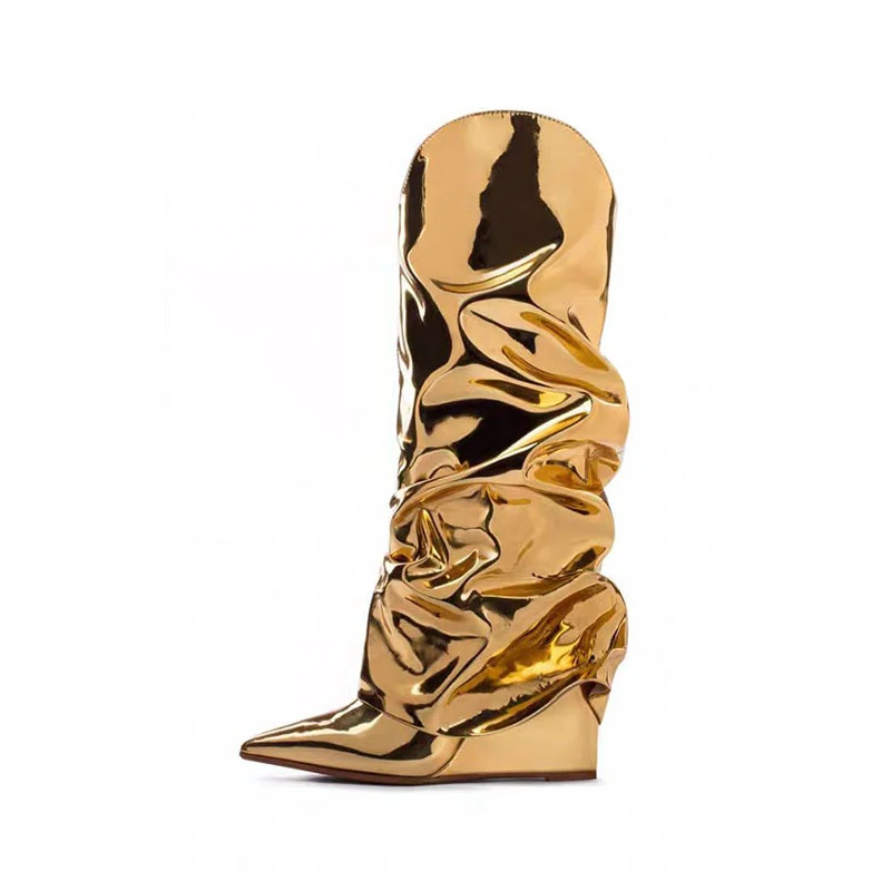 Title 2, New Bright Noodle Wedge Wrinkle Boots, womens ...