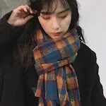 Blue orange plaid