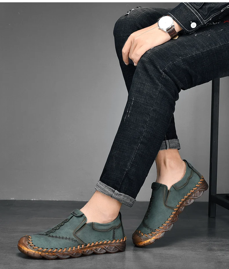Title 8, Superfeine verstärkte Leder Gommino Slipper. Be...