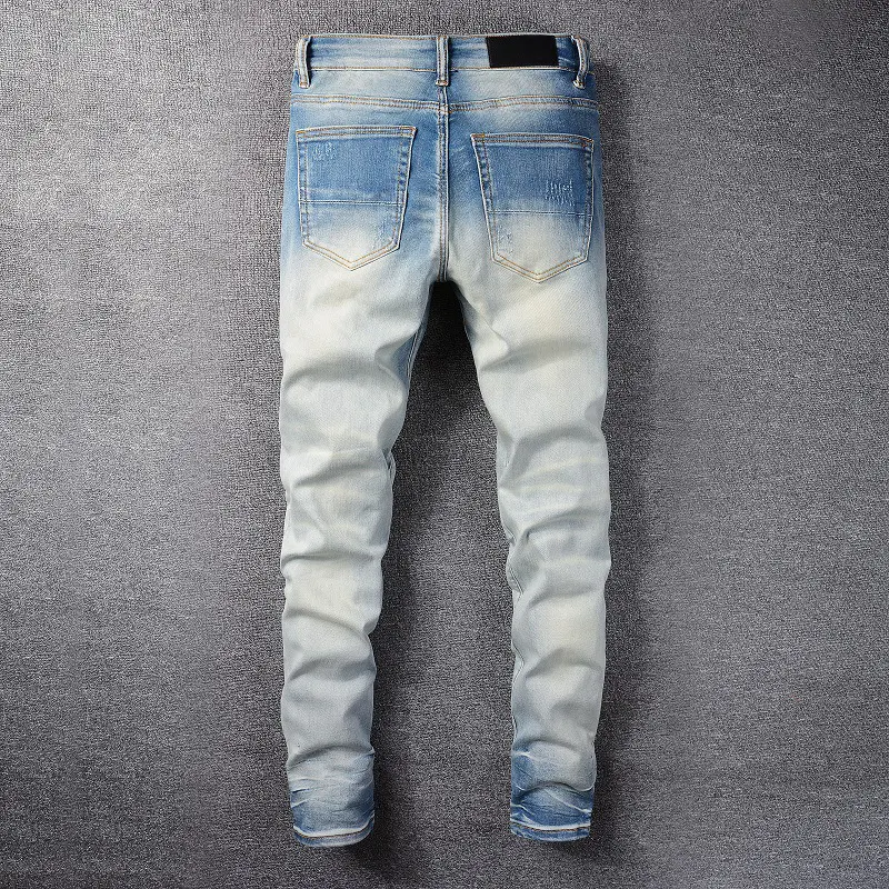 Title 6, Jeans ajustados y delgados de mezclilla azul cl...
