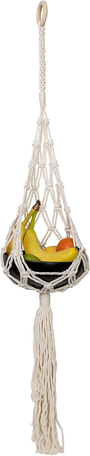 Handmade Cotton String Woven Double Storage Wave Net Pocket for organizing and decorating your home, a stylish and pract — photo 2
