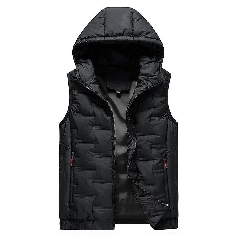 Colete masculino com capuz, espesso para outono e inverno. Moda casual, ideal para aquecer com estilo e conforto. Perfeito para diversas ocasiões. — foto 7
