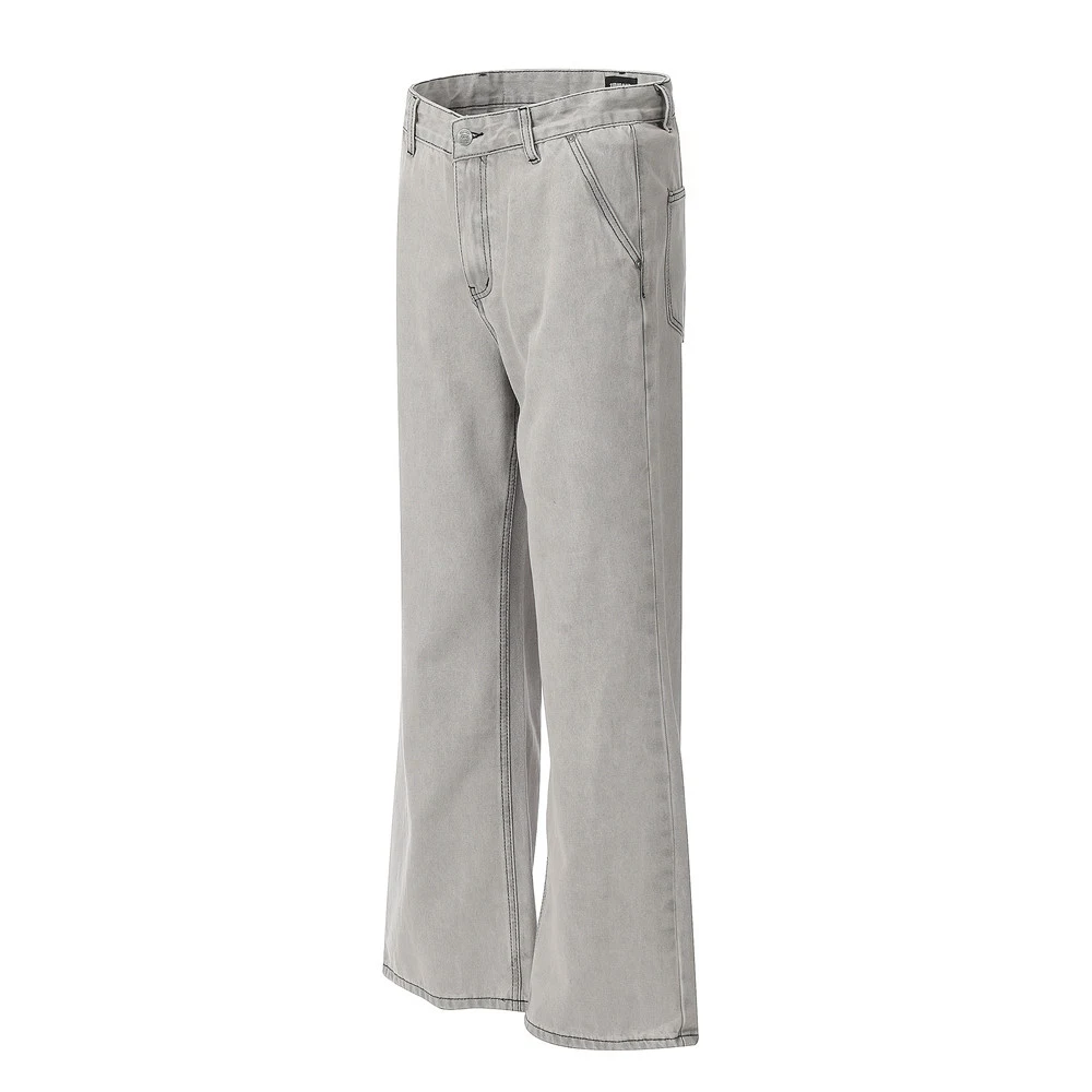 Denim heren bootcut broek met topstitching en losse pasvorm. Comfortabele jeans voor een casual, stijlvolle look. — foto 1