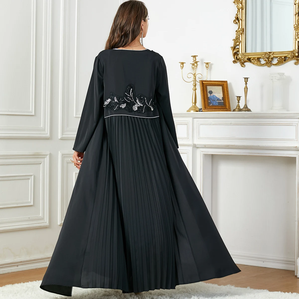3803 Middle East Arab Applique Cardigan Skirt set in stock. Stylish and unique design for an elegant look. Order yours t — photo 8