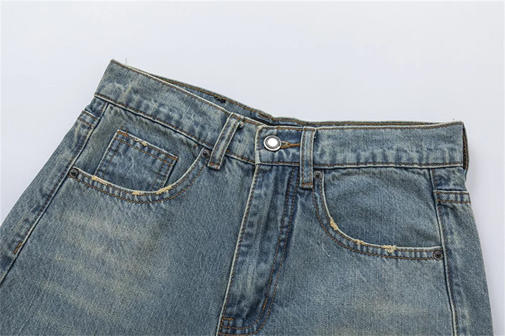 Pantalones Vaqueros Clásicos con Pliegues para Hombre Lavados y Desgastados Comodidad y Estilo para el Día a Día Diseño Atemporal — foto 14