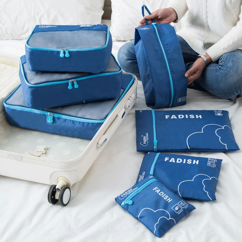 Conjunto de 7 bolsas de armazenamento de viagem impermeáveis, organizador de bagagem portátil, saco para guardar roupas para viagens organizadas. — foto 5