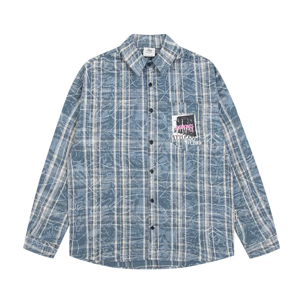 Camisa xadrez masculina de manga longa solta Conforto e estilo em uma peça versátil Perfeita para looks casuais e modernos — foto 3