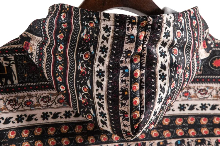 Moletom com capuz plus size masculino com estampa étnica retrô, perfeito para um visual estiloso e confortável com toque vintage. — foto 3