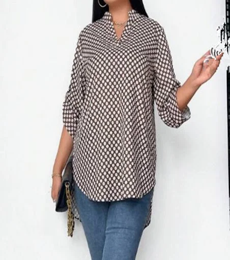 Title 14, Womens Shirt V-neck Long Sleeve Temperament Pr...