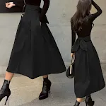 Saia longa A-line estilo guarda-chuva, Super Fire Bow, balanço amplo, cintura fina, perfeita para um visual elegante e feminino. — foto 3