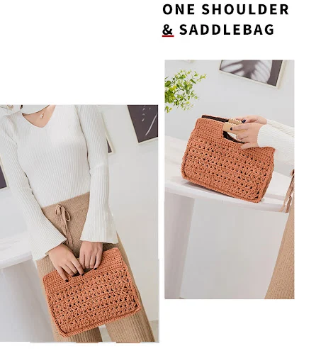 Title 3, New One-shoulder portable Diagonal Woven Bag fo...