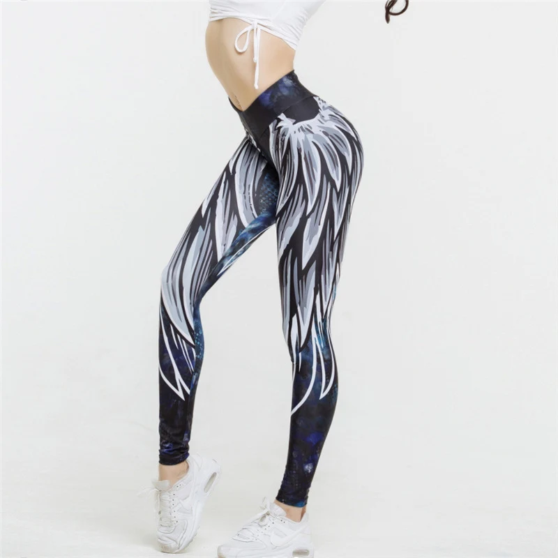 Calça legging esportiva de yoga com estampa de asas de anjo, cintura alta e efeito empina bumbum, perfeita para fitness — foto 5
