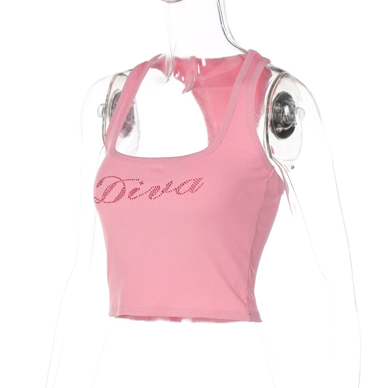 Title 8, Letter Rhinestone I-shaped Vest Bottoming Top
