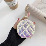 Bluetooth headset bescherming laser diamant borduurwerk ritssluiting lederen etui. Bescherm uw headset in stijl. — foto 4
