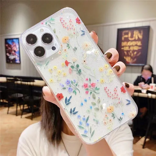 Title 8, Small Floral Glitter Epoxy Phone Case, offering...