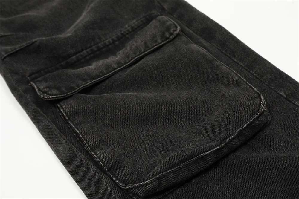 Punk Wash Denim Cargo Pants Trousers for Men offer a stylish and functional design. Comfortable, versatile pants with mu — photo 7