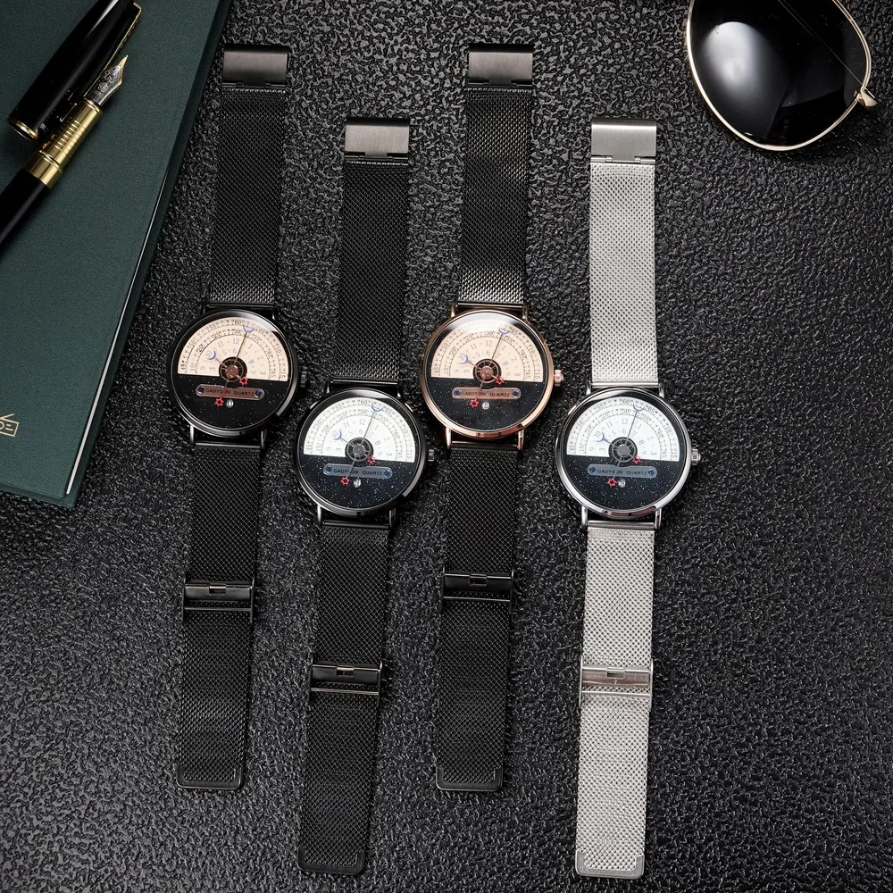 Relógio masculino de quartzo com calendário e pulseira de malha de liga. Moda e praticidade para o dia a dia. Design elegante e funcional para homens modernos. — foto 17