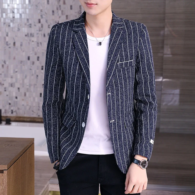 Korean Style Casual Suit Plaid Blazer for Men. Achieve a stylish and comfortable look with this versatile plaid blazer. — photo 4