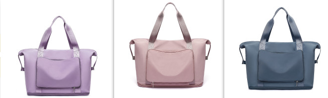 Bolsa feminina de ginástica dobrável, grande capacidade, bolsa de ombro, treino, viagem, alça, bolsa de mão, ioga, esporte, bolsa transversal W — foto 6
