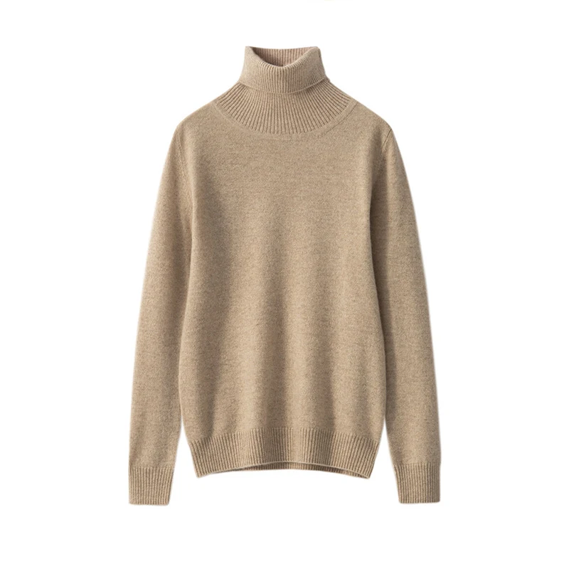 Jersey de cachemira pura para mujer Cuello alto Camiseta de punto inferior Suavidad y calidez para un estilo elegante y cómodo en cualquier ocasión. — foto 6