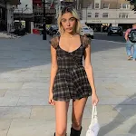 Gothic Plaid Dress Black Lace Up Women Dress Harajuku, a stylish and unique dress perfect for any occasion, comfortable — photo 5